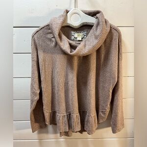 MAEVE Ribbed Cowl Neck Top – Beige Rosé – Size M petite